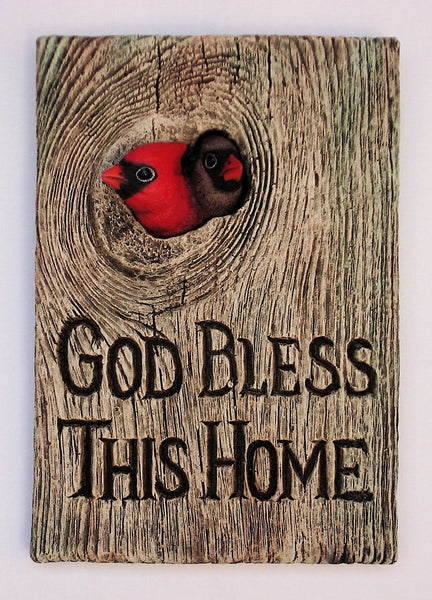 Cardinal Pair "God Bless This Home"