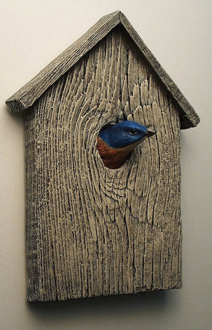 Eastern Bluebird Birdhouse Sculpture